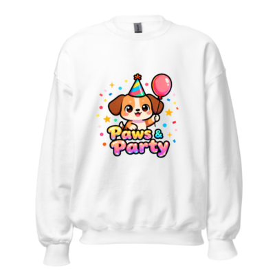 Unisex Paws & Party Dog Birthday Sweatshirt - Cute Crew Neck