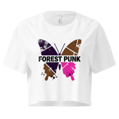 Women's Forest Punk Butterfly Crop Top - Short Sleeve, Graphic Design