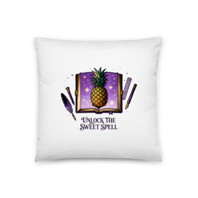 Unlock the Sweet Spell Pineapple Book Pillow - 18"x18" Decorative Cushion