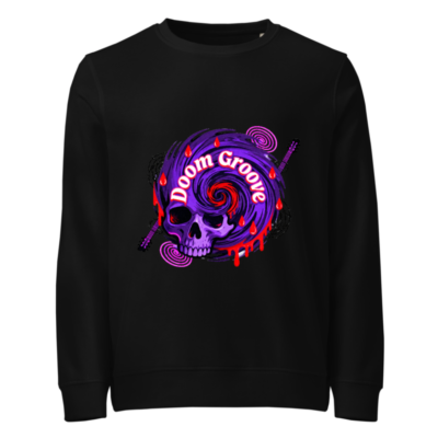 Doom Groove Skull Organic Sweatshirt - Unisex Eco-Friendly Crewneck