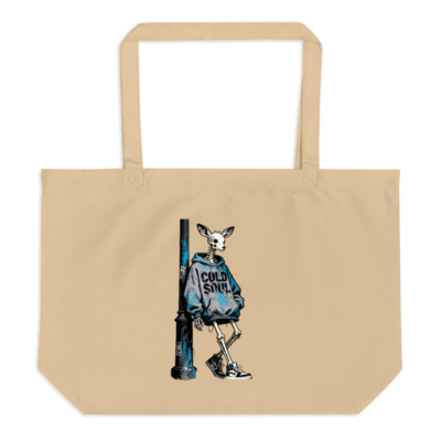 Organic Tote Bag with Skeleton Deer Graphic | Eco-Friendly Large Canvas Bag