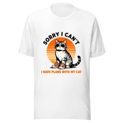 Unisex Staple T-Shirt - Sorry I Can't, I Have Plans With My Cat | Vintage Cat Graphic Tee