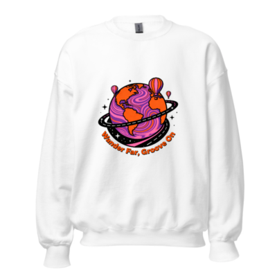 Unisex Crew Neck Sweatshirt | Wander Far, Groove On Planet Design