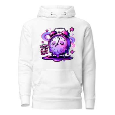Unisex Premium Pullover Hoodie - Members of the 3 AM Club Alarm Clock Design