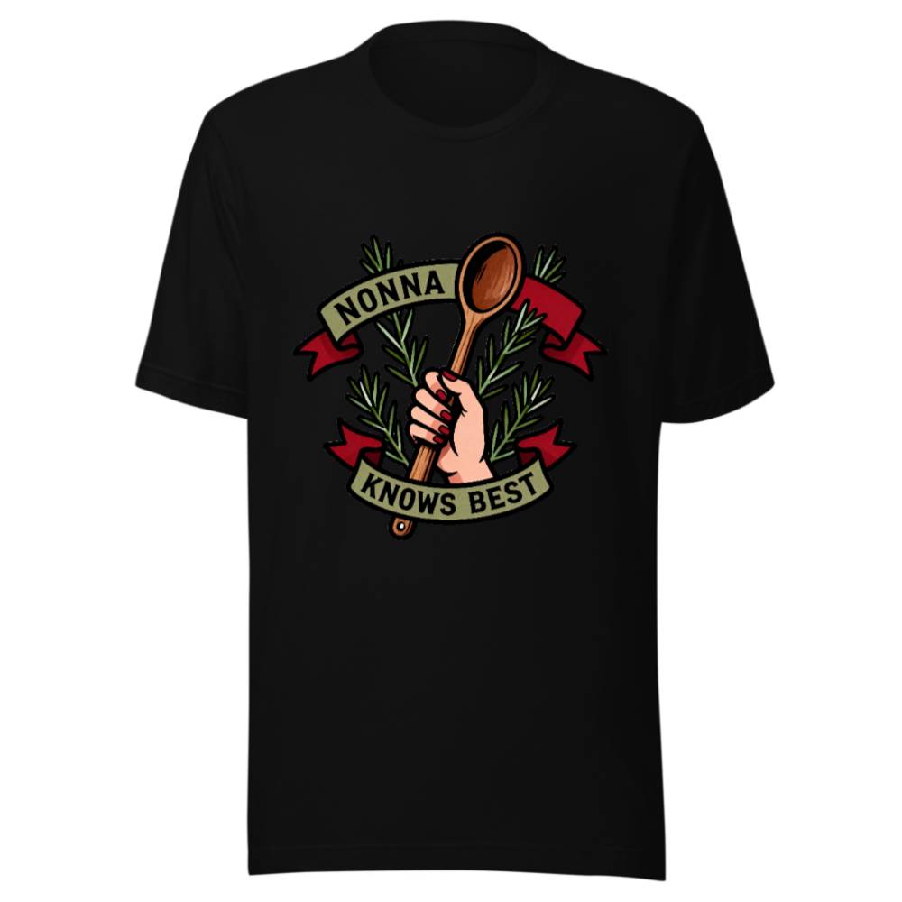 Nonna Knows Best Unisex T-Shirt - Rosemary & Wooden Spoon Design