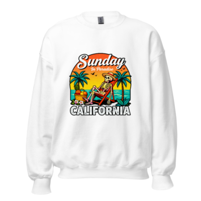 Sunday in Paradise California Skeleton Beach Chair Sweatshirt - Unisex Crew Neck