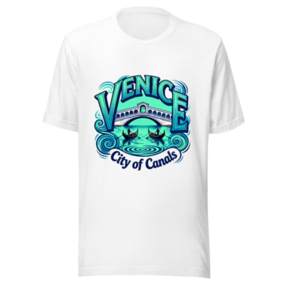 Venice City of Canals T-Shirt - Unisex Staple Tee with Rialto Bridge Gondola Design