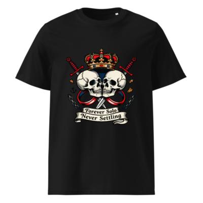Unisex Organic Cotton T-Shirt - Forever Solo Never Settling Skull Crown Design