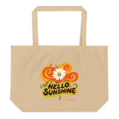 Organic Tote Bag | Hello Sunshine Daisies - Large Eco-Friendly Canvas Tote
