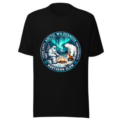 Arctic Wilderness Northern Glow Unisex T-Shirt | Chase Lights & Mind Footprints