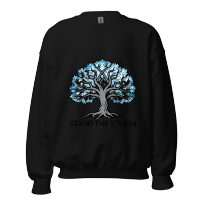 Unisex Crew Neck Sweatshirt | Stand the Storm Tree Design - Black