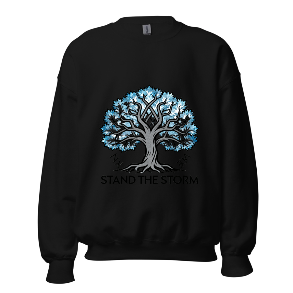 Unisex Crew Neck Sweatshirt | Stand the Storm Tree Design - Black
