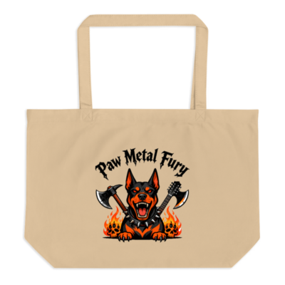 Paw Metal Fury Doberman Tote Bag - Large Organic Cotton Tote