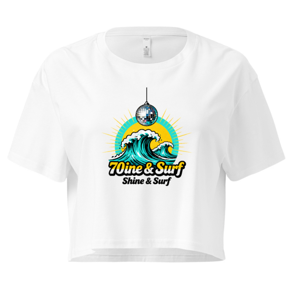 70ine & Surf Women's Crop Top - Disco Wave Design, Shine & Surf