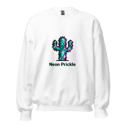 Neon Prickle Pixel Cactus Unisex Crew Neck Sweatshirt - Vibrant Geometric Design