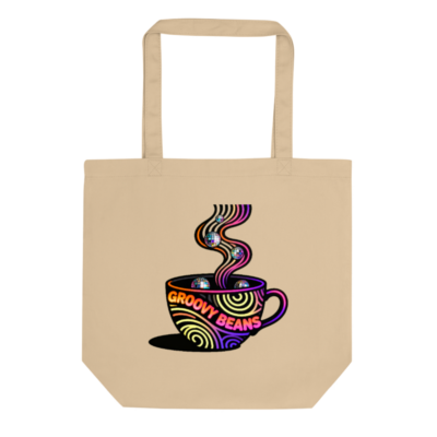 Eco Oyster Tote Bag | Groovy Beans Coffee Design | Reusable Canvas Tote