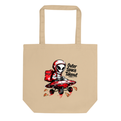 Eco Oyster Tote Bag | Sustainable Cotton Tote with Outer Space Takeout Design
