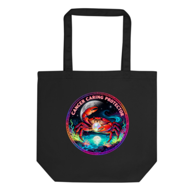 Eco Black Tote Bag | Cancer Caring Protector Crab Design