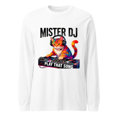 Mister DJ Cat Long Sleeve Tee - Play That Song Unisex Shirt