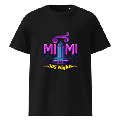 Miami 305 Nights Unisex Organic Cotton T-Shirt | Neon Art Design