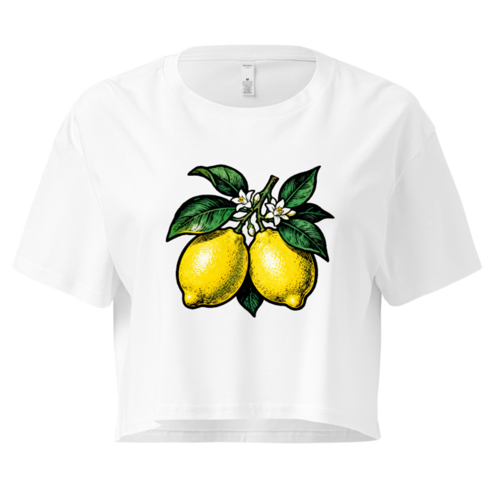 Women's Lemon Crop Top | Yellow Citrus Graphic Tee