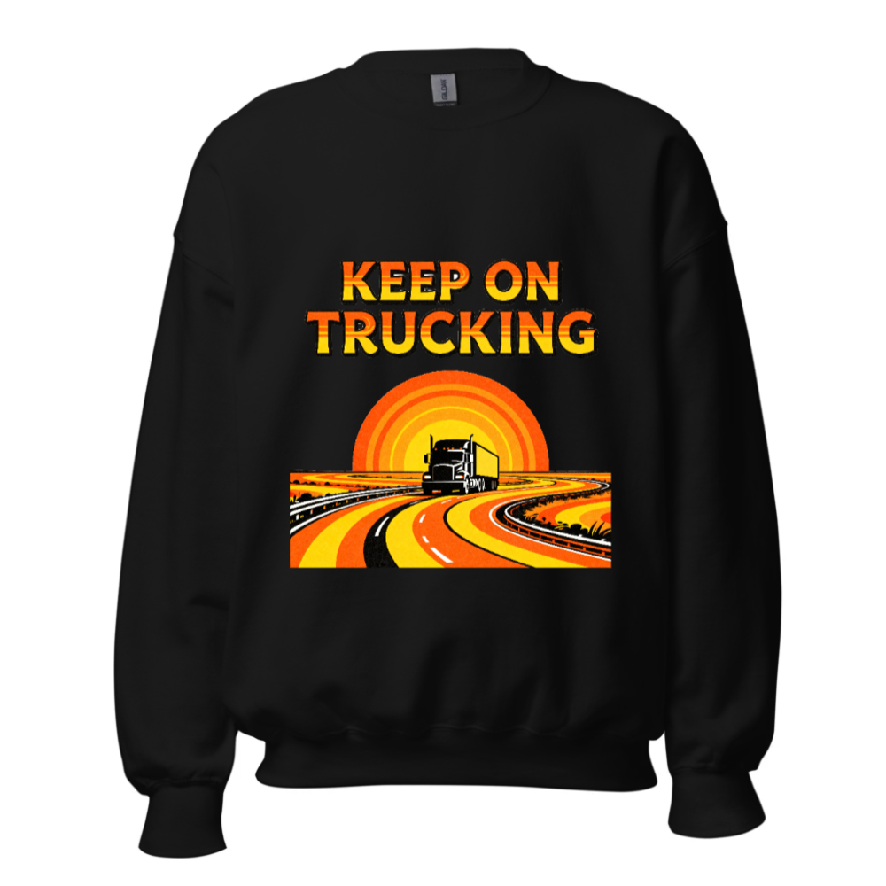 Keep On Trucking Unisex Crew Neck Sweatshirt | Black Classic Fit
