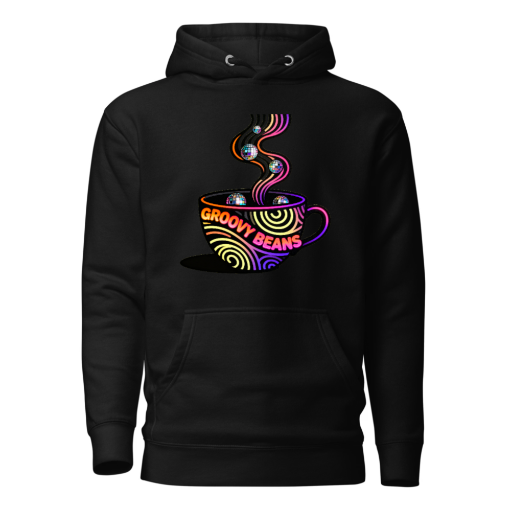 Groovy Beans Unisex Hoodie - Premium Pullover with Disco Coffee Art