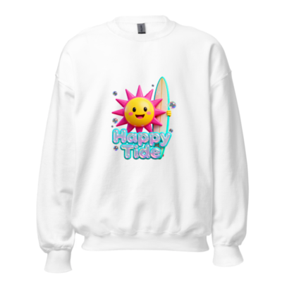 Happy Tide Unisex Crew Neck Sweatshirt | Pink Sun Surf Design