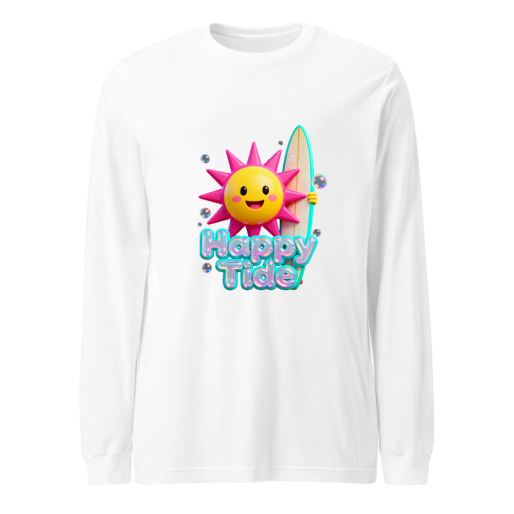 Happy Tide Sun Surf Long Sleeve Tee - Unisex Beach Graphic Shirt