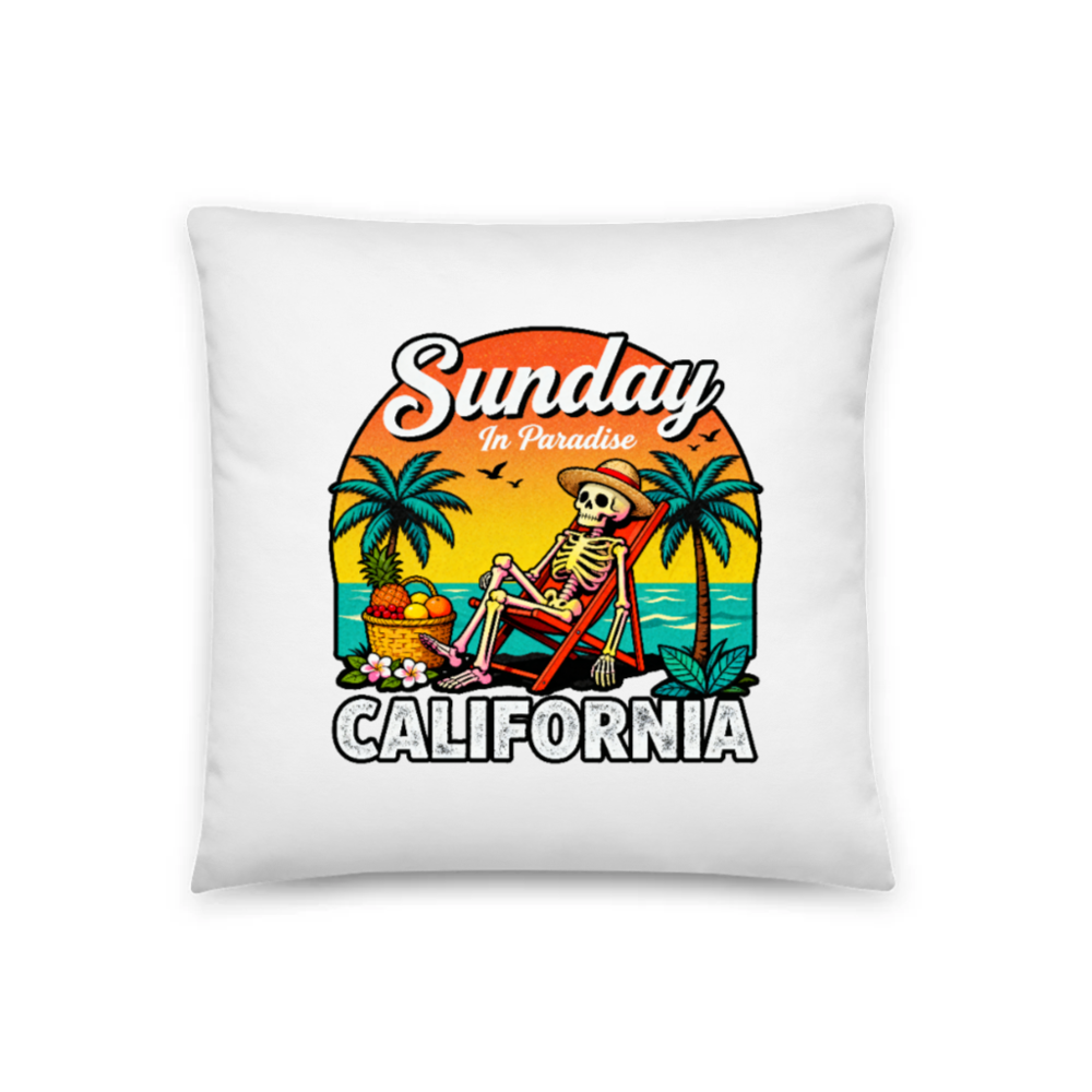 Sunday in Paradise California Skeleton Beach Chair Pillow - 18"x18" Basic Pillow
