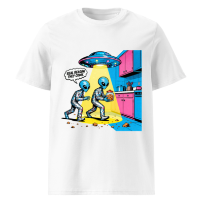 Unisex Organic Cotton T-Shirt - Alien Cookie Theft Comic Graphic Tee