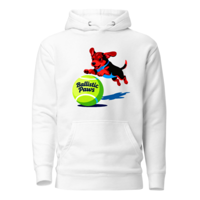 Ballistic Paws Unisex Premium Pullover Hoodie - Dog & Tennis Ball Design