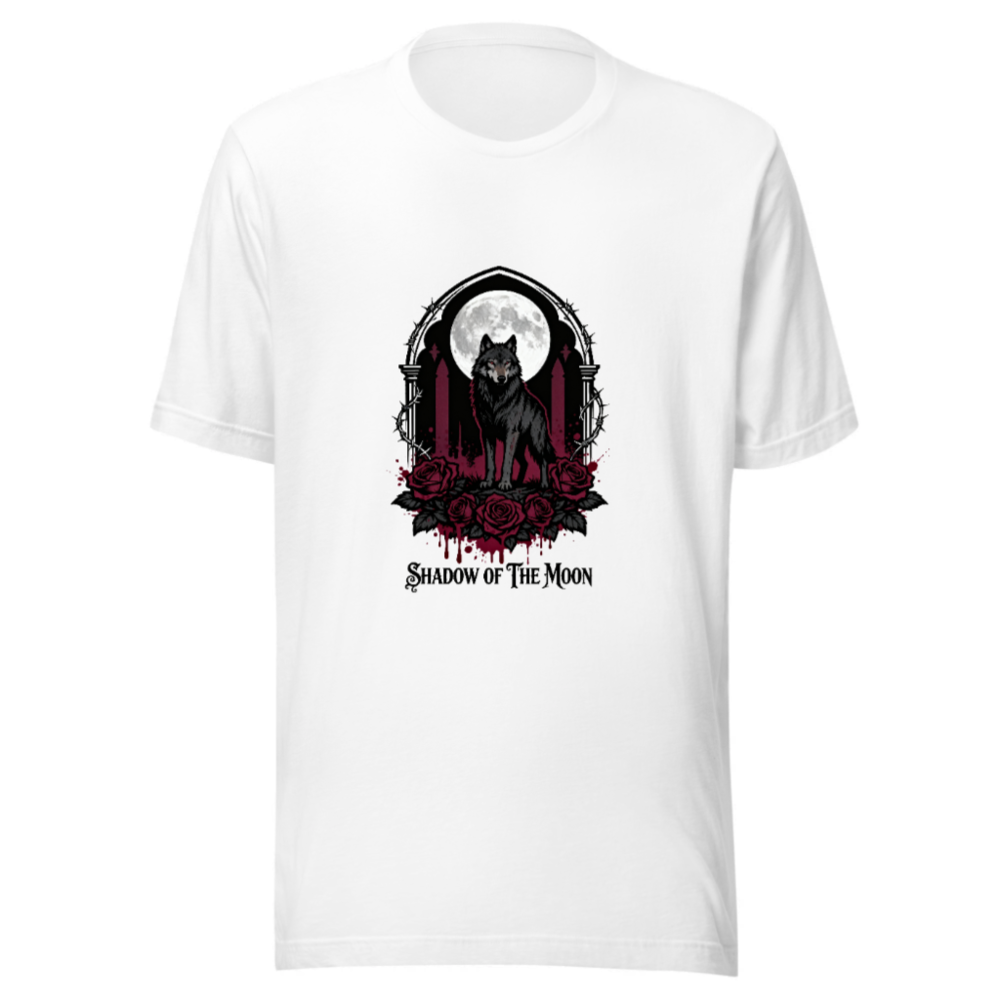 Shadow of the Moon Unisex T-Shirt | Gothic Wolf & Roses Design