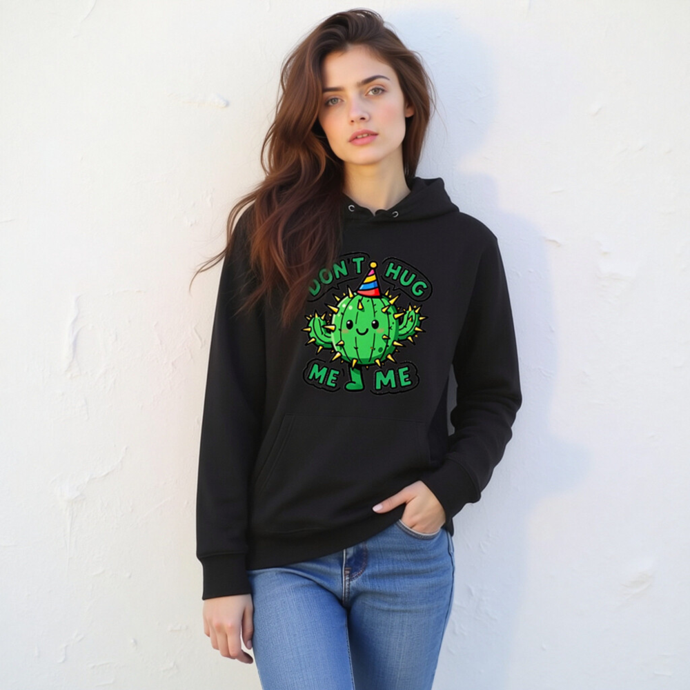 Unisex Eco Hoodie - Don't Hug Me, I'm a Cactus! Funny Sustainable Sweatshirt - Image 8