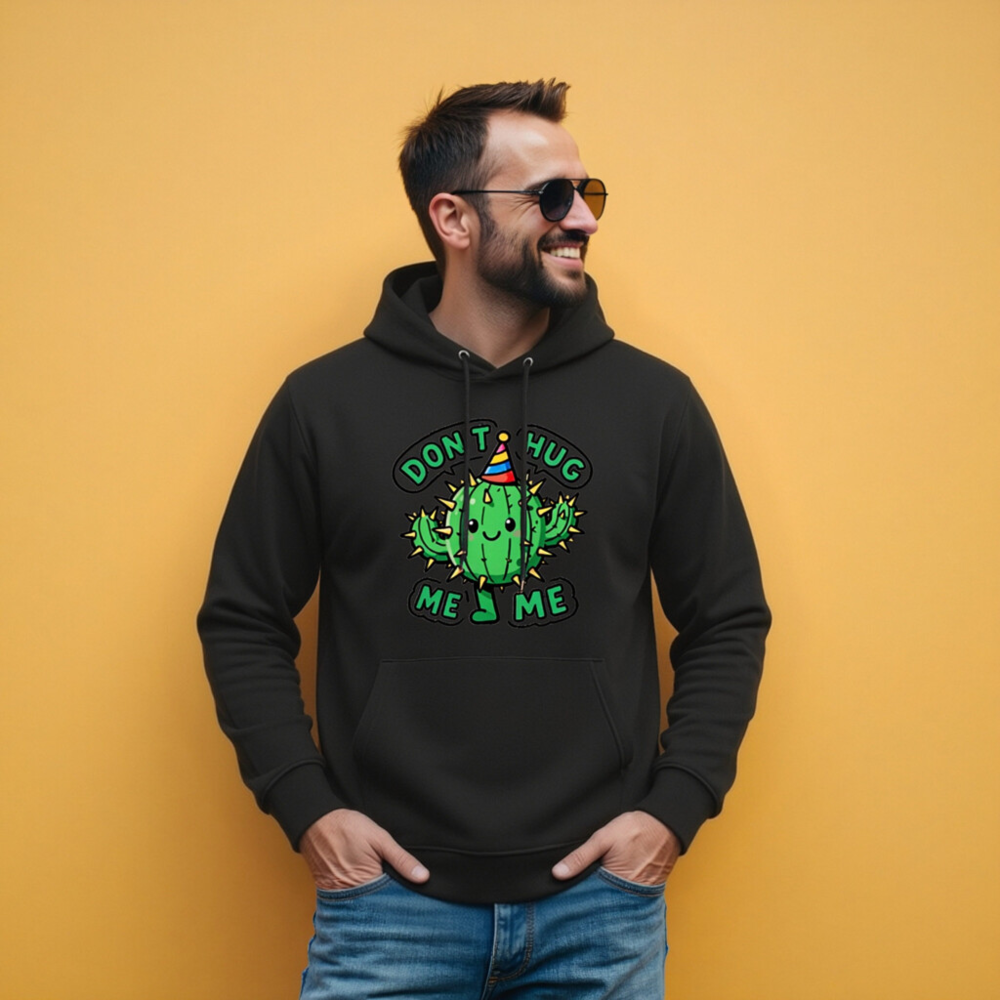 Unisex Eco Hoodie - Don't Hug Me, I'm a Cactus! Funny Sustainable Sweatshirt - Image 9