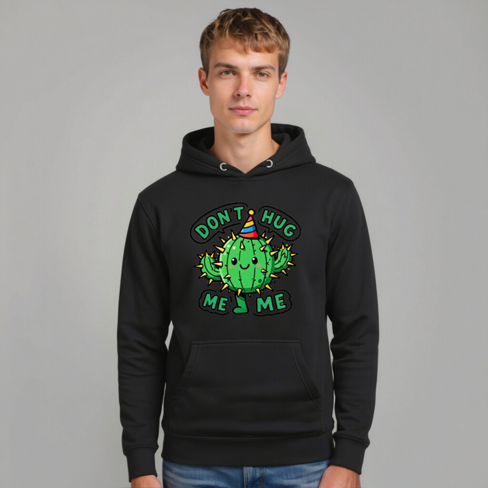 Unisex Premium Pullover Hoodie - Don't Hug Me, I'm a Cactus with Party Hat - Image 10