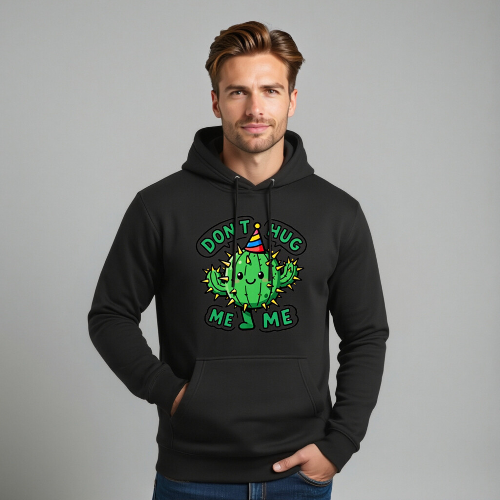 Unisex Premium Pullover Hoodie - Don't Hug Me, I'm a Cactus with Party Hat - Image 11