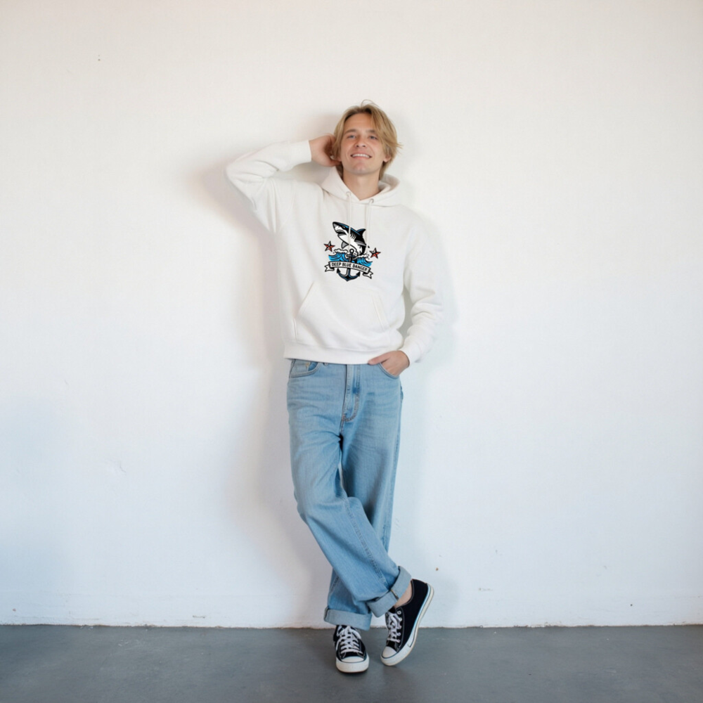 Unisex Premium Pullover Hoodie - Shark & Anchor 'Deep Blue Danger' Design - Image 9