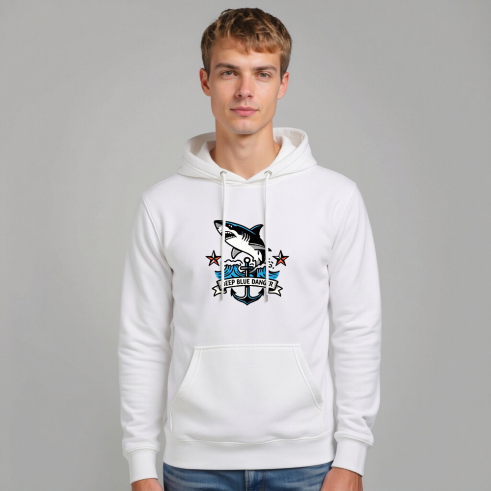 Unisex Premium Pullover Hoodie - Shark & Anchor 'Deep Blue Danger' Design - Image 10