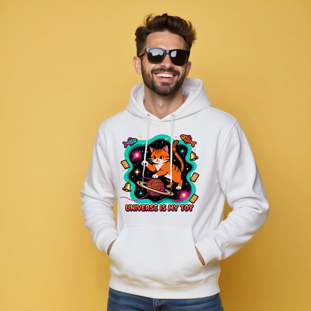 Unisex Premium Pullover Hoodie - Universe Is My Toy Cat Space Design - Image 8