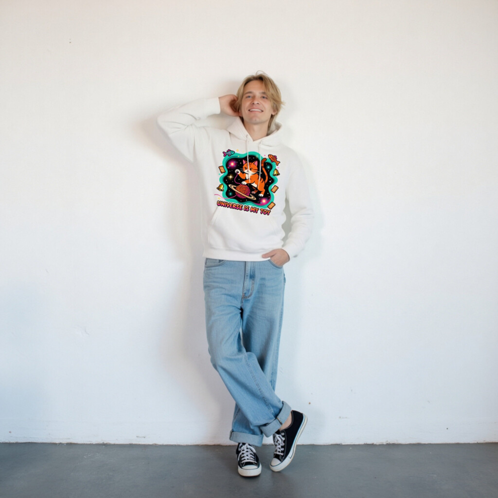 Unisex Premium Pullover Hoodie - Universe Is My Toy Cat Space Design - Image 9