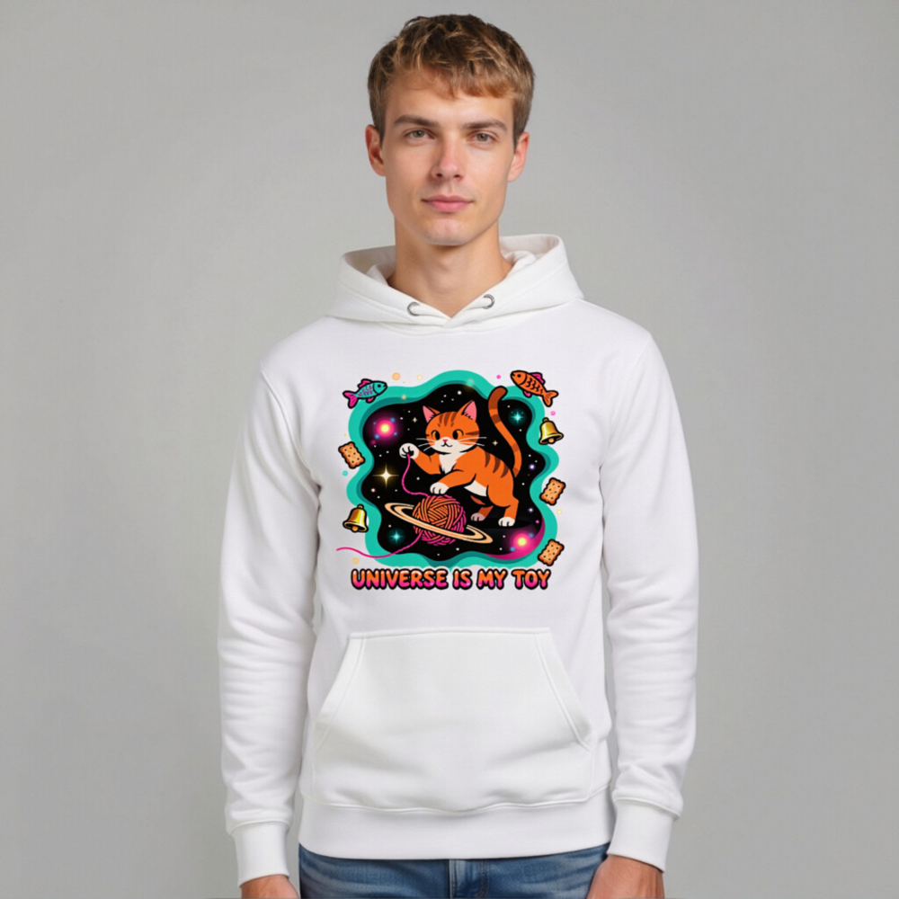 Unisex Premium Pullover Hoodie - Universe Is My Toy Cat Space Design - Image 10