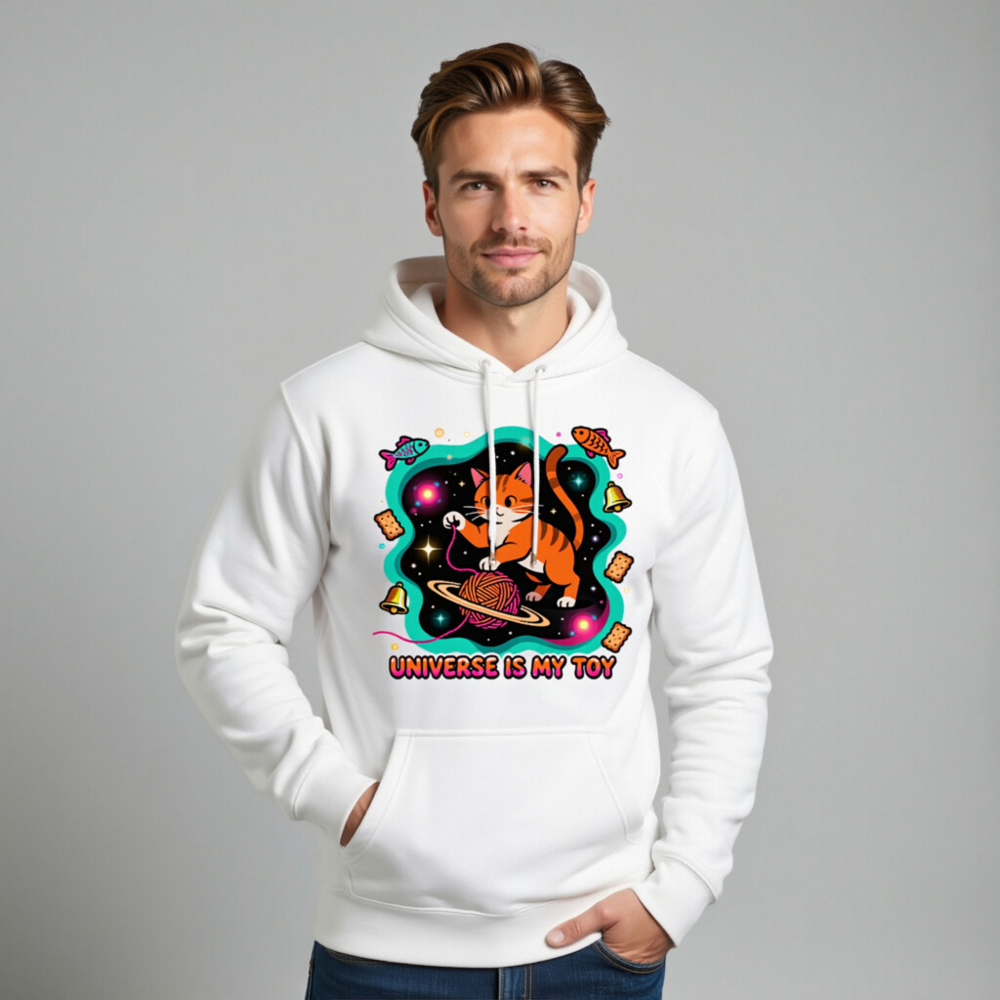 Unisex Premium Pullover Hoodie - Universe Is My Toy Cat Space Design - Image 11