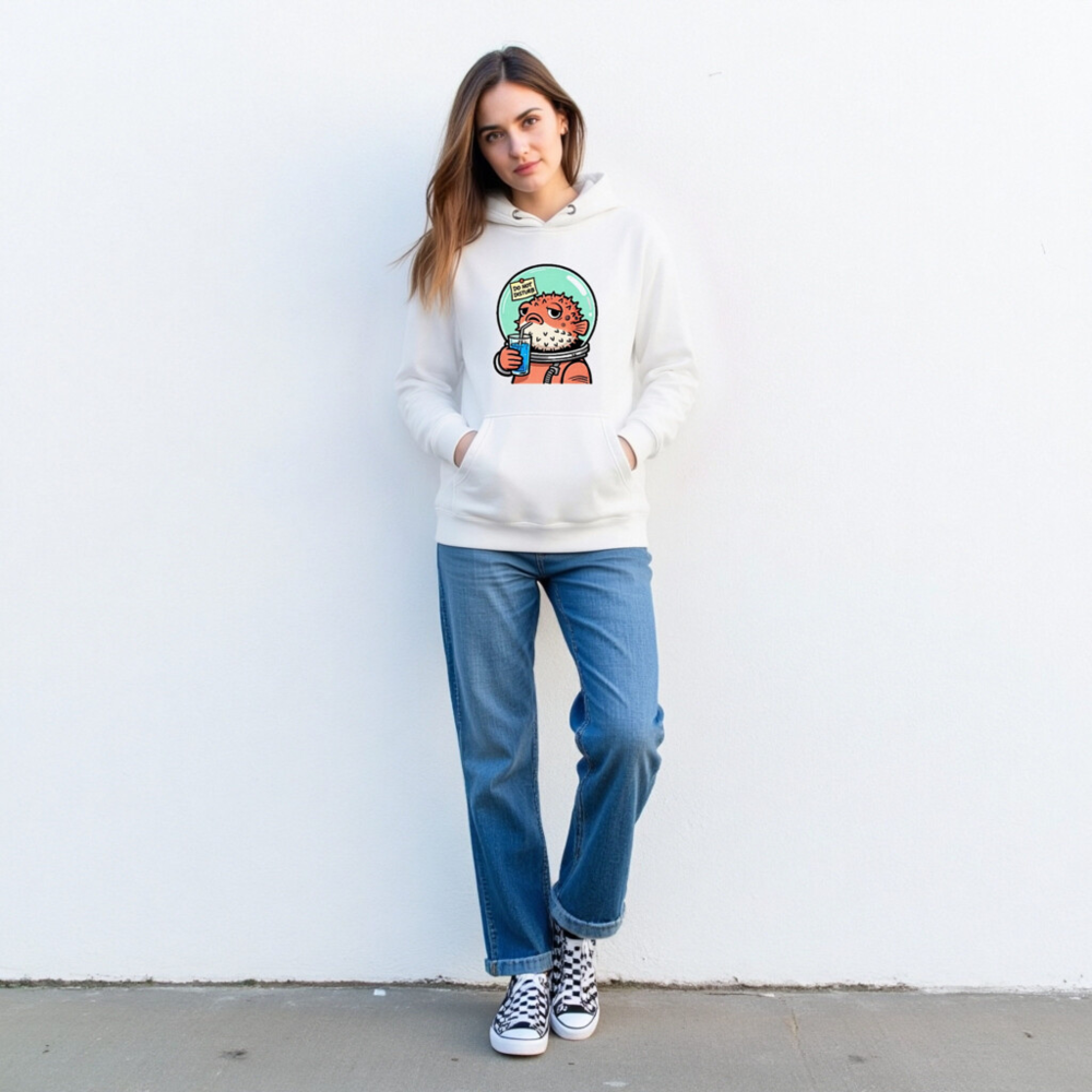 Pufferfish Astronaut Hoodie - Unisex Premium Pullover, 'Do Not Disturb' Design - Image 3