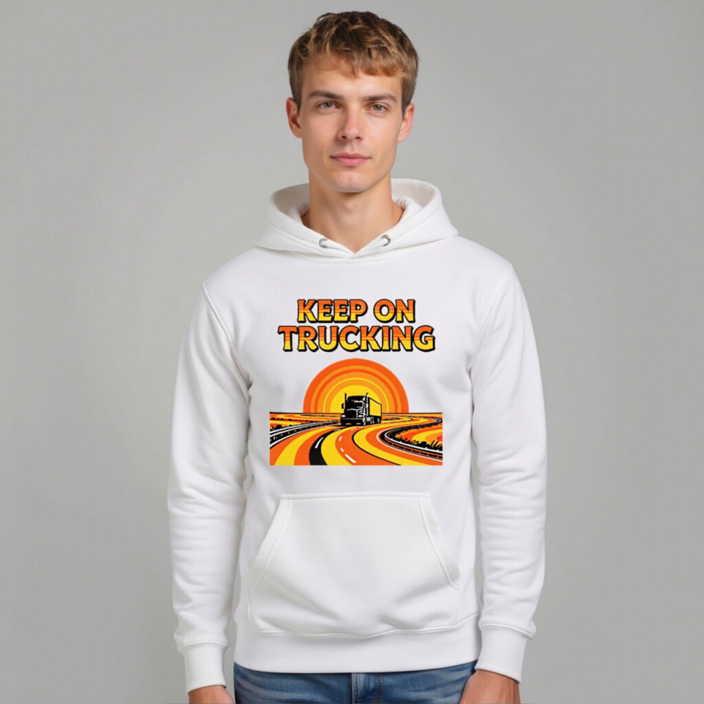 Keep On Trucking Hoodie - Unisex Premium Pullover, Retro Road Design - Image 10