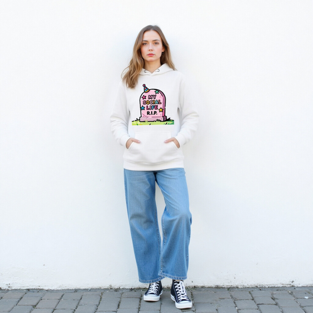 Unisex Premium Pullover Hoodie - My Social Life R.I.P. Graveyard Design - Image 4