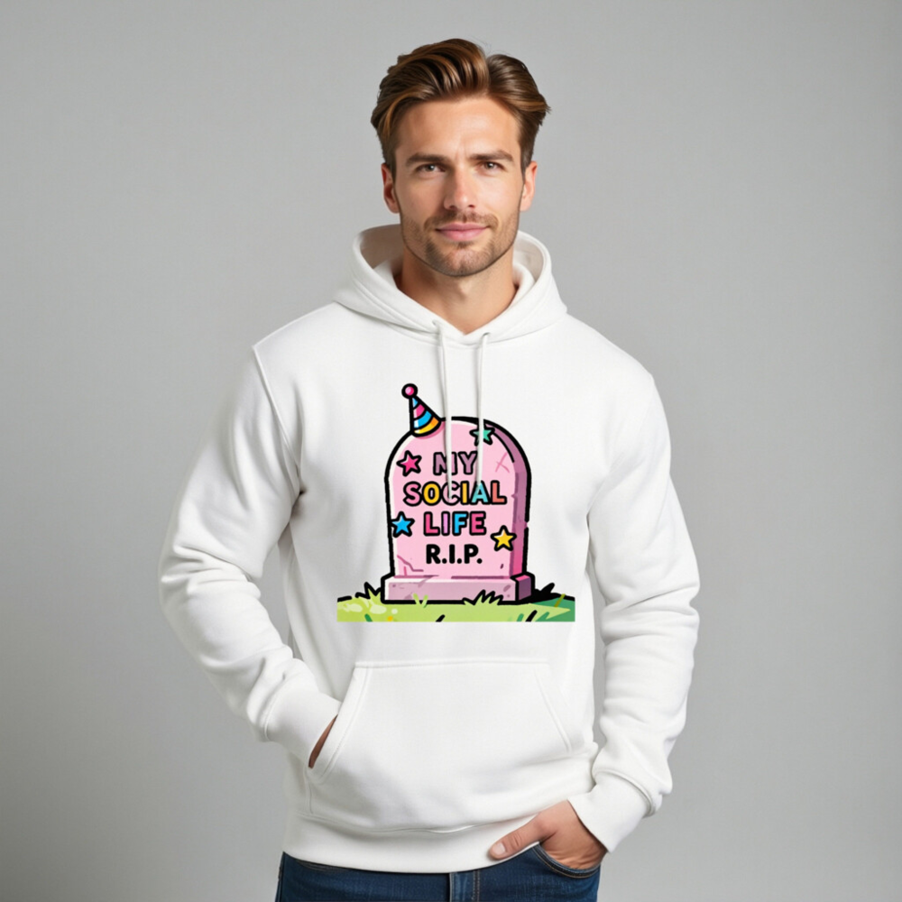 Unisex Premium Pullover Hoodie - My Social Life R.I.P. Graveyard Design - Image 11
