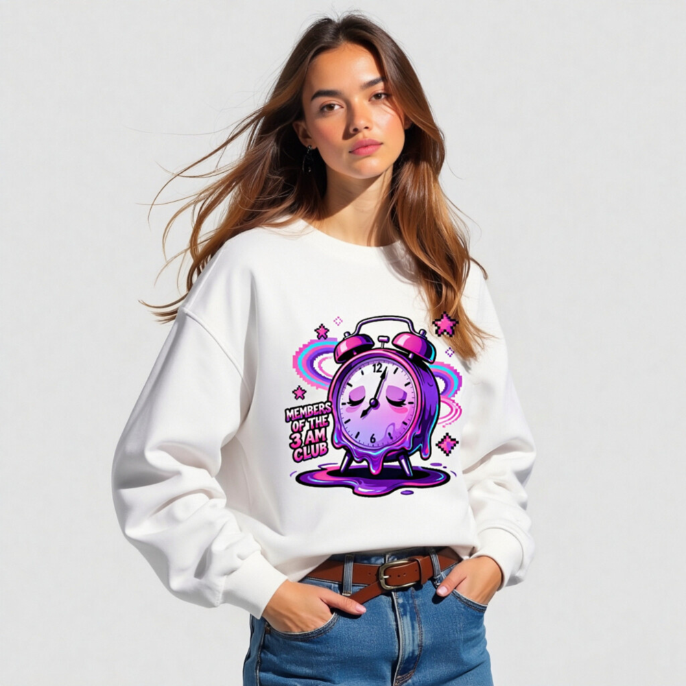 Unisex Organic Sweatshirt | Members of the 3 AM Club Alarm Clock Design - Image 4
