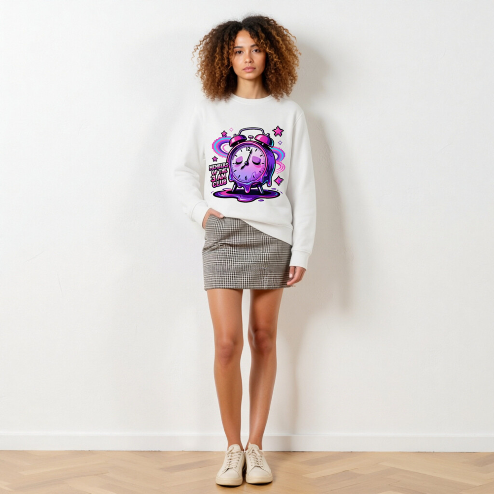 Unisex Organic Sweatshirt | Members of the 3 AM Club Alarm Clock Design - Image 5