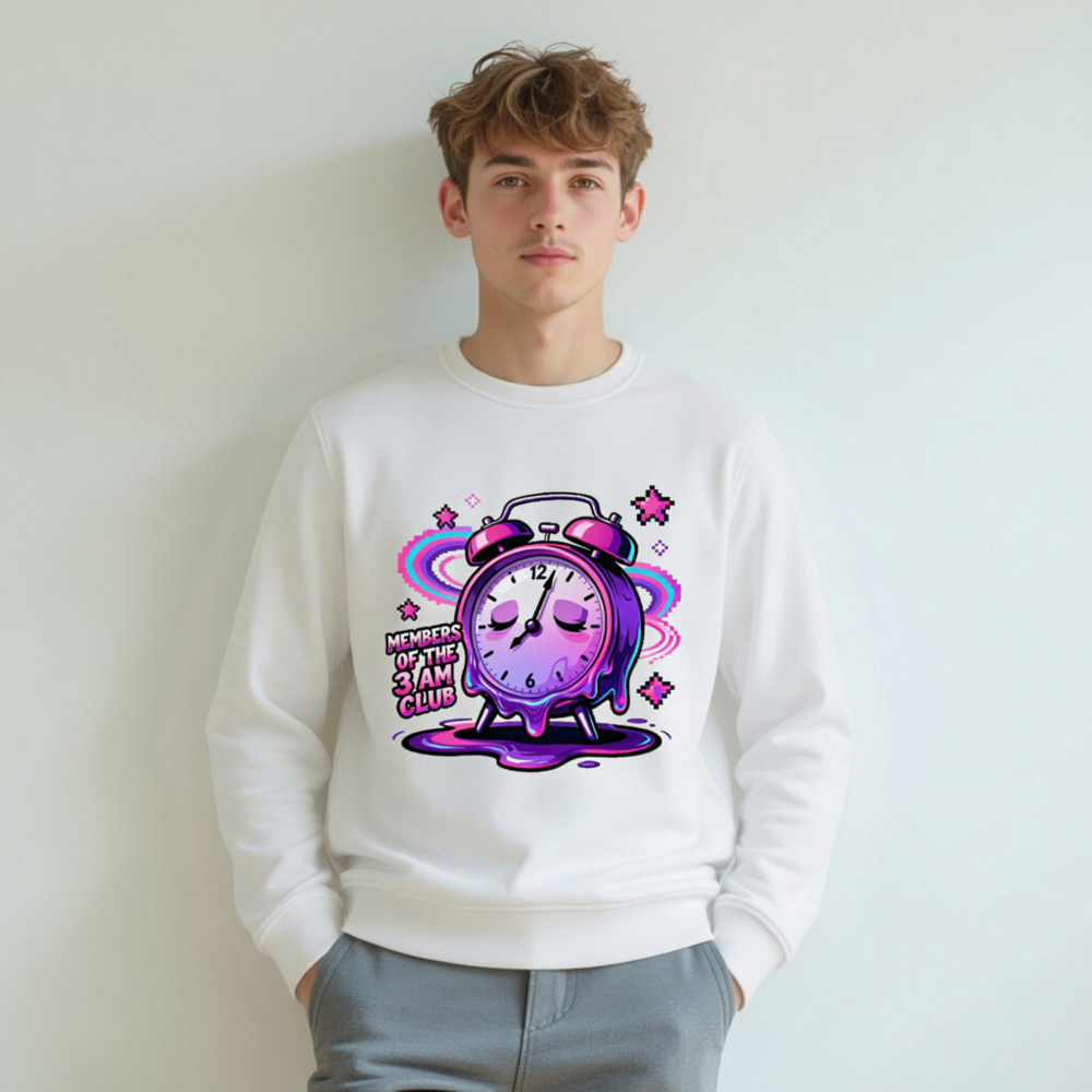 Unisex Organic Sweatshirt | Members of the 3 AM Club Alarm Clock Design - Image 6